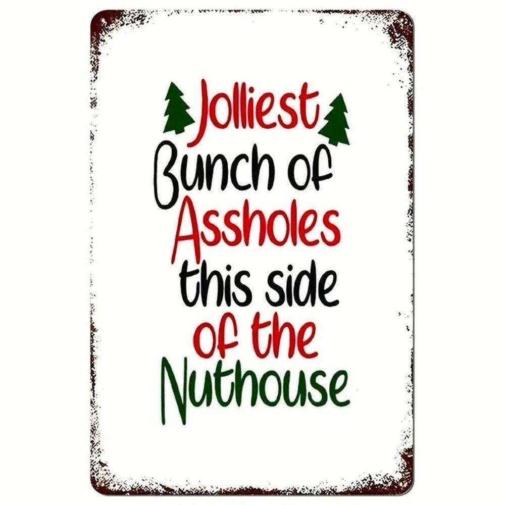 Vintage Inspired Tin Wall Sign 'Jolliest Bunch'
